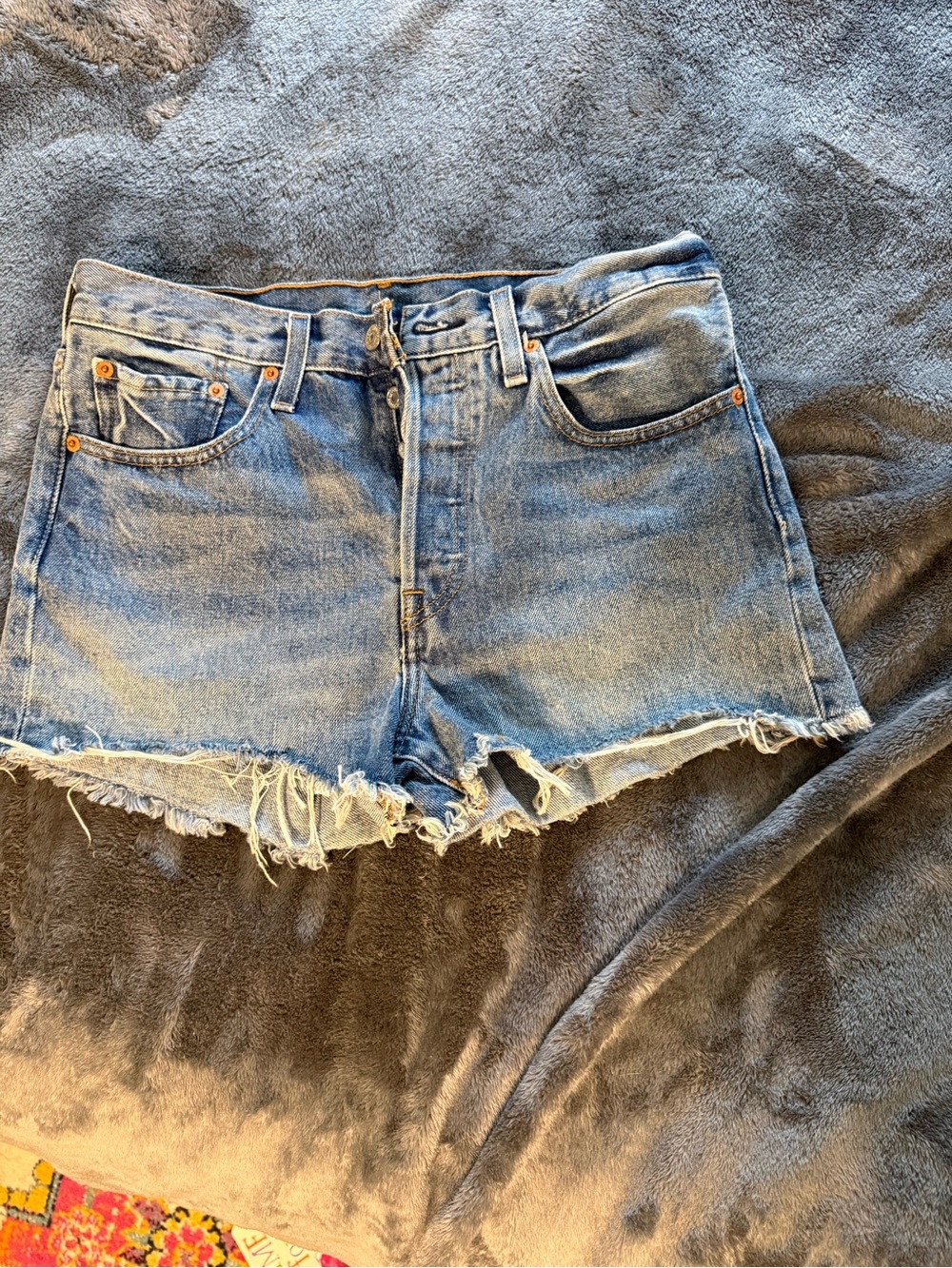Levi's Light Blue Distressed Denim Cutoff Shorts